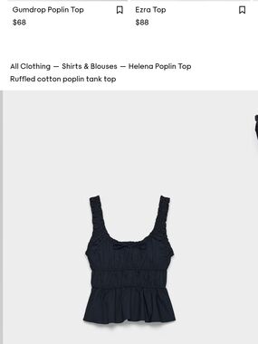 Helena Navy Ruffled Poplin Tank Camisole